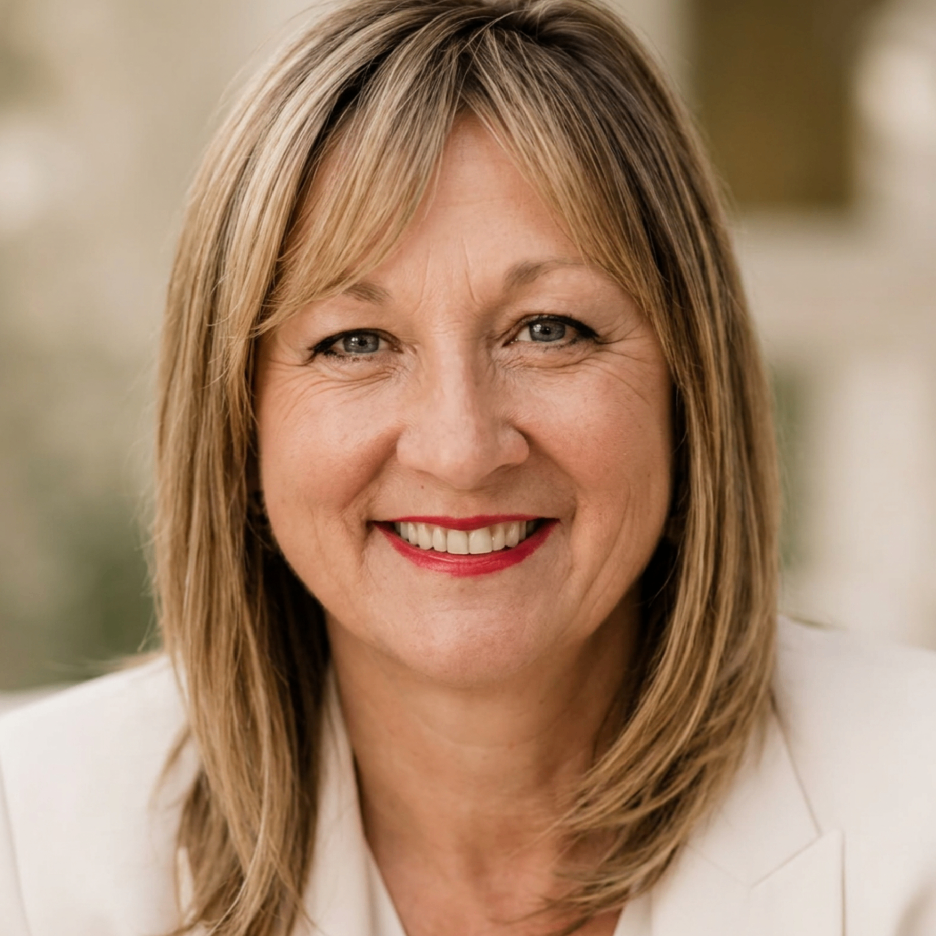 Julie Cannan, warm civil celebrant in a sunlit Australian garden